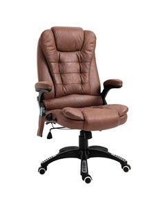 Vinsetto Microfiber Massage Heated Office Chair with Six Massage Points, Brown