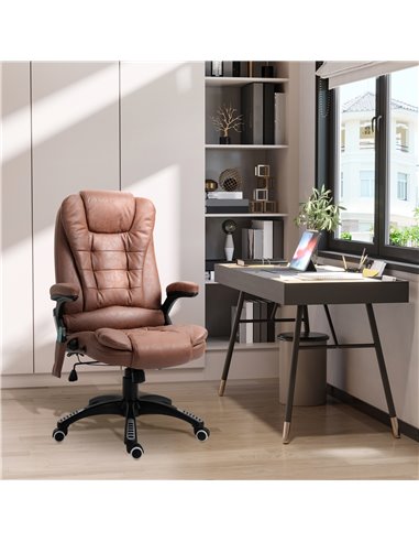 Vinsetto Microfiber Massage Heated Office Chair with Six Massage Points, Brown