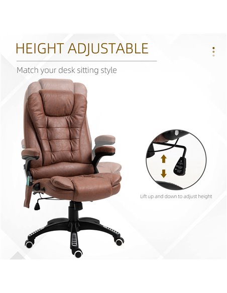 Vinsetto Microfiber Massage Heated Office Chair with Six Massage Points, Brown - pic 23346 | FastDaddyshop