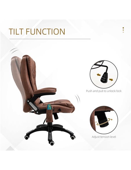 Vinsetto Microfiber Massage Heated Office Chair with Six Massage Points, Brown - pic 23347 | FastDaddyshop