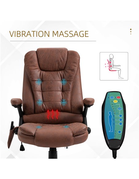Vinsetto Massage Recliner Chair Heated Office Chair with Six Massage Points Microfiber Cloth 360° Swivel Wheels Brown - pic 23349 | FastDaddyshop