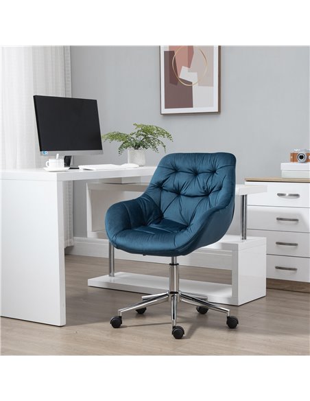 Vinsetto Velvet Ergonomic Computer Chair with Arm and Back Support, Blue - pic 23353 | FastDaddyshop