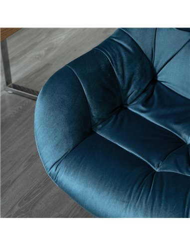 Vinsetto Home Office Chair Velvet Ergonomic Computer Chair Comfy Desk Chair with Adjustable Height, Arm and Back Support, Blue