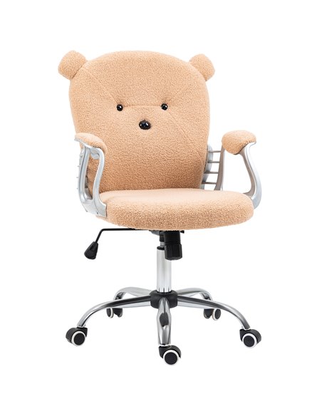 Vinsetto Cute Bear Shape Desk Chair with Teddy Fleece Fabric, Padded Armrests, Brown - pic 23361 | FastDaddyshop