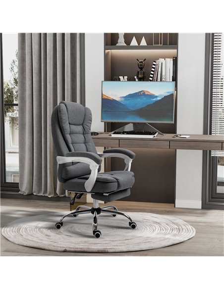 Vinsetto Office Chair with Retractable Footrest, Arm, Grey - pic 23371 | FastDaddyshop