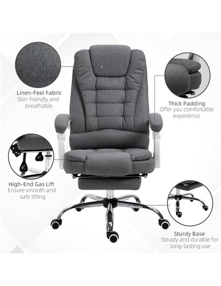 Vinsetto Office Chair with Footrest Computer Swivel Rolling Task Recliner for Home with Retractable Footrest, Arm, Grey - pic 23373 | FastDaddyshop