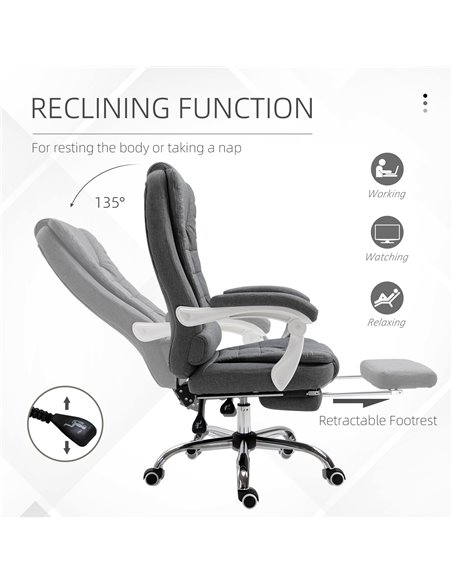 Vinsetto Office Chair with Footrest Computer Swivel Rolling Task Recliner for Home with Retractable Footrest, Arm, Grey - pic 23374 | FastDaddyshop