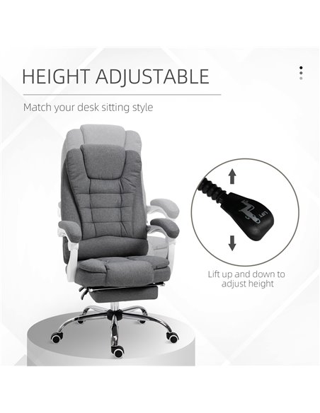 Vinsetto Office Chair with Footrest Computer Swivel Rolling Task Recliner for Home with Retractable Footrest, Arm, Grey - pic 23375 | FastDaddyshop