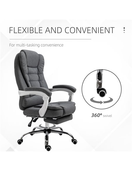 Vinsetto Office Chair with Footrest Computer Swivel Rolling Task Recliner for Home with Retractable Footrest, Arm, Grey - pic 23376 | FastDaddyshop