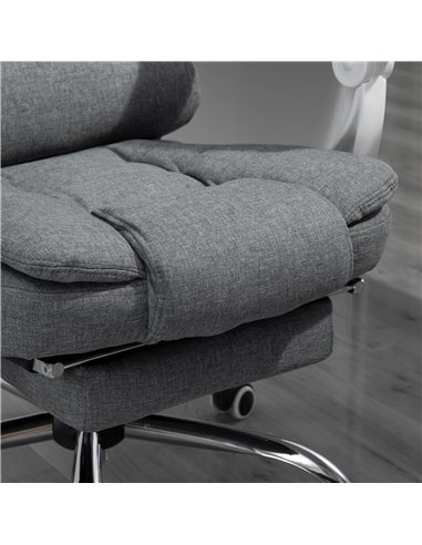 Vinsetto Office Chair with Footrest Computer Swivel Rolling Task Recliner for Home with Retractable Footrest, Arm, Grey