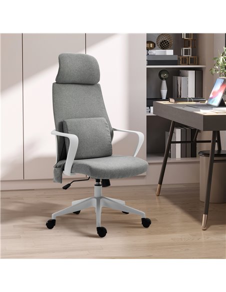 Vinsetto Massage Office Chair with 2 Points Lumbar Support, Adjustable Headrest, Armrest, Grey - pic 23380 | FastDaddyshop