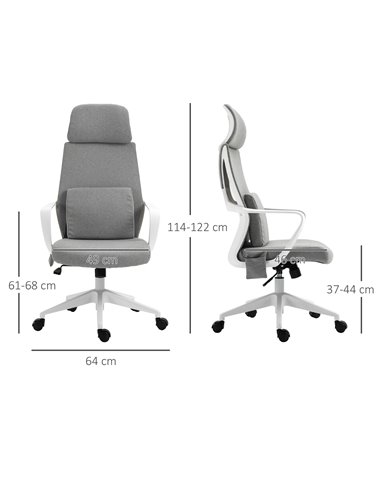 Vinsetto Massage Office Chair with 2 Points Lumbar Support, Adjustable Headrest, Armrest, Grey