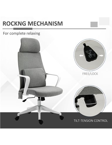 Vinsetto Massage Office Chair with 2 Points Lumbar Support, Adjustable Headrest, Armrest, Grey