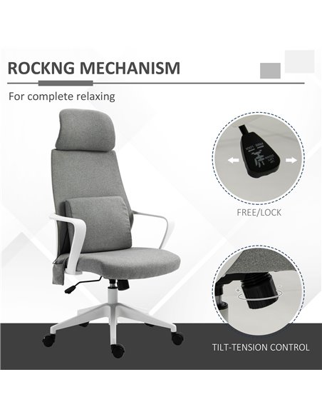 Vinsetto Massage Office Chair with 2 Points Lumbar Support, Adjustable Headrest, Armrest, Grey - pic 23382 | FastDaddyshop