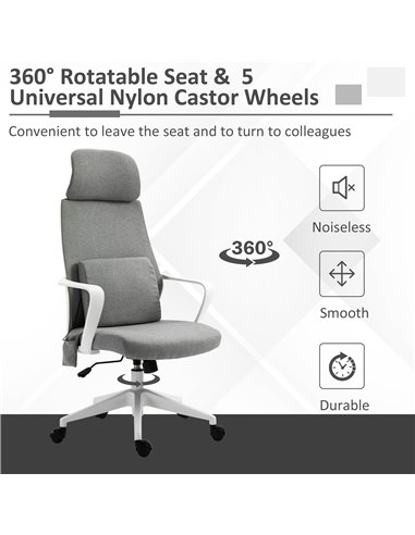 Vinsetto Massage Office Chair with 2 Points Lumbar Support, Adjustable Headrest, Armrest, Grey