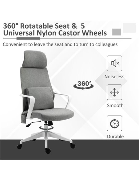 Vinsetto Massage Office Chair with 2 Points Lumbar Support, Adjustable Headrest, Armrest, Grey - pic 23383 | FastDaddyshop