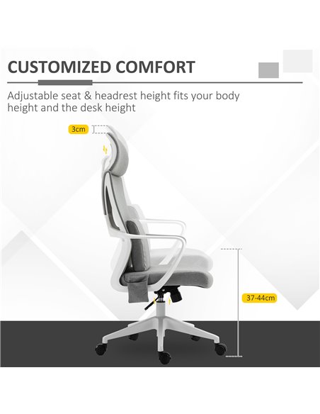 Vinsetto Massage Office Chair with 2 Points Lumbar Support, Adjustable Headrest, Armrest, Grey - pic 23384 | FastDaddyshop