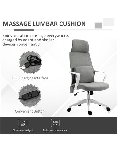 Vinsetto Massage Office Chair with 2 Points Lumbar Support, Adjustable Headrest, Swivel Wheels, Armrest, Tilt Function for Home 