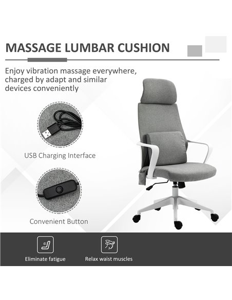Vinsetto Massage Office Chair with 2 Points Lumbar Support, Adjustable Headrest, Swivel Wheels, Armrest, Tilt Function for Home  - pic 23385 | FastDaddyshop