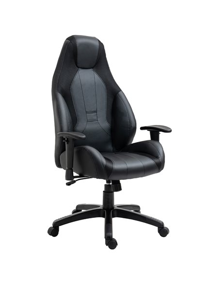 Vinsetto High Back Mesh & Fuax Leather Office Chair with Swivel Wheels, Armrest, Black - pic 23388 | FastDaddyshop