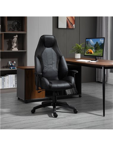 Vinsetto High Back Mesh & Fuax Leather Office Chair with Swivel Wheels, Armrest, Black