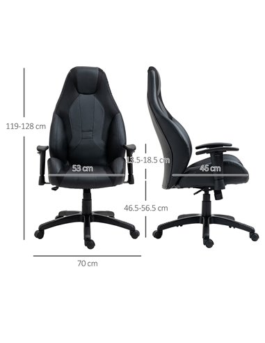 Vinsetto High Back Mesh & Fuax Leather Office Chair with Swivel Wheels, Armrest, Black