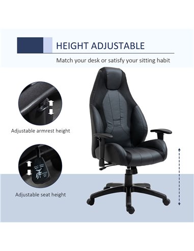 Vinsetto High Back Mesh & Fuax Leather Office Chair with Swivel Wheels, Armrest, Black