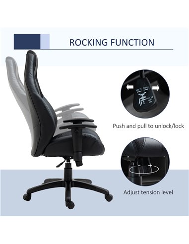 Vinsetto High Back Mesh & Fuax Leather Office Chair with Swivel Wheels, Armrest, Black