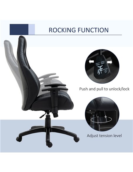 Vinsetto High Back Mesh & Fuax Leather Office Chair with Swivel Wheels, Armrest, Black - pic 23392 | FastDaddyshop