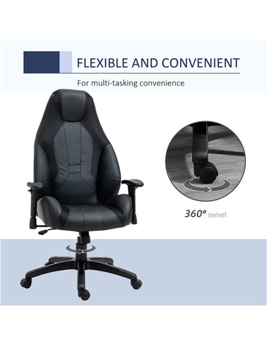 Vinsetto High Back Mesh & Fuax Leather Office Chair with Swivel Wheels, Armrest, Black