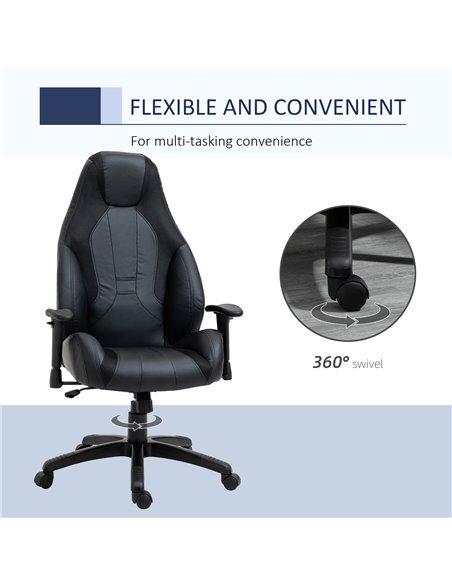 Vinsetto High Back Mesh & Fuax Leather Office Chair with Swivel Wheels, Armrest, Black - pic 23393 | FastDaddyshop