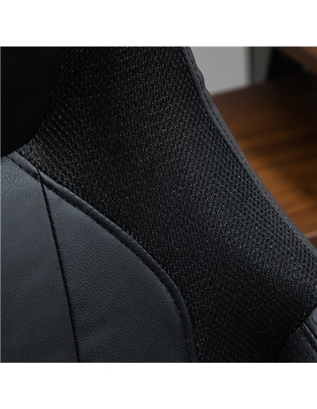 Vinsetto High Back Mesh & Fuax Leather Office Chair with Swivel Wheels, Armrest, Black - pic 23396 | FastDaddyshop