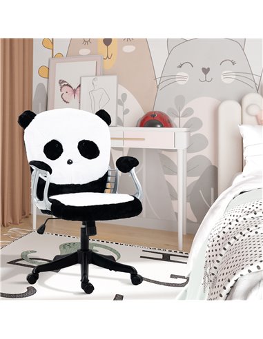 Vinsetto Cute Fluffy Panda Desk Chair with Padded Armrests, Tilt Function, Black and White