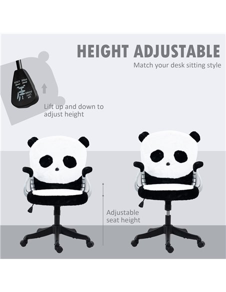 Vinsetto Cute Fluffy Panda Desk Chair with Padded Armrests, Tilt Function, Black and White - pic 23400 | FastDaddyshop