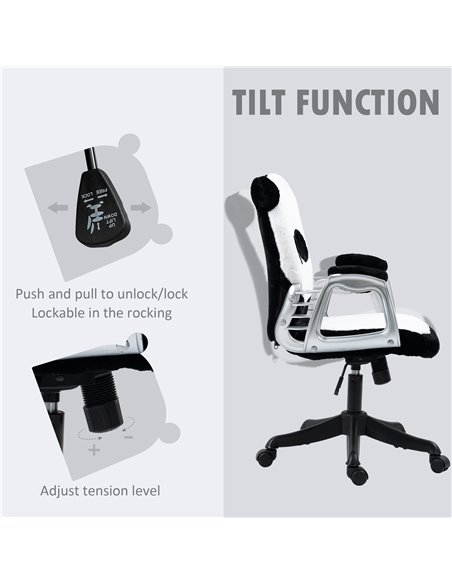 Vinsetto Cute Office Chair, Fluffy Panda Desk Chair with Padded Armrests, Tilt Function, Adjustable Height, Black and White - pic 23401 | FastDaddyshop