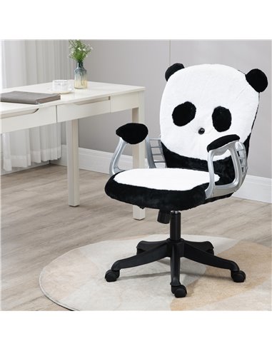 Vinsetto Cute Office Chair, Fluffy Panda Desk Chair with Padded Armrests, Tilt Function, Adjustable Height, Black and White