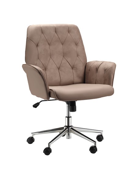 Vinsetto Microfibre Mid Back Computer Desk Chair with Adjustable Seat, Arm, Brown - pic 23406 | FastDaddyshop
