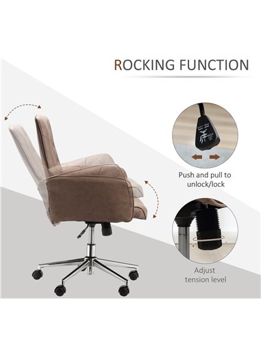 Vinsetto Micro Fibre Office Chair Mid Back Computer Desk Chair with Adjustable Seat, Arm, Brown