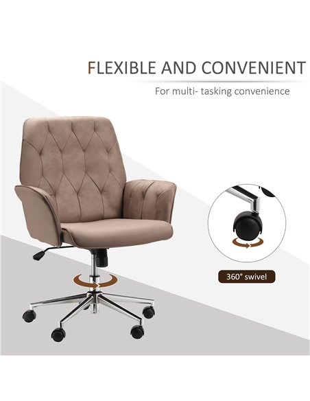 Vinsetto Micro Fibre Office Chair Mid Back Computer Desk Chair with Adjustable Seat, Arm, Brown - pic 23411 | FastDaddyshop