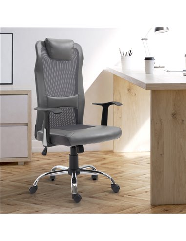 Vinsetto Mesh High Back Desk Chair with Height Adjustable, Headrest, Grey