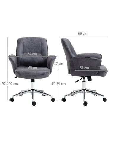 Vinsetto Swivel Mid Back Desk Computer Office Chair, Charcoal Grey