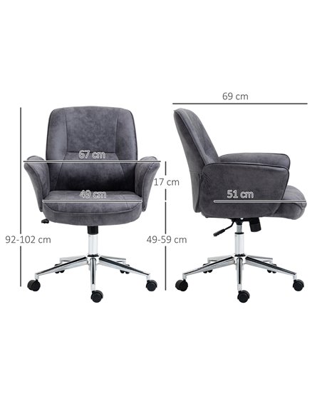 Vinsetto Swivel Mid Back Desk Computer Office Chair, Charcoal Grey - pic 23426 | FastDaddyshop