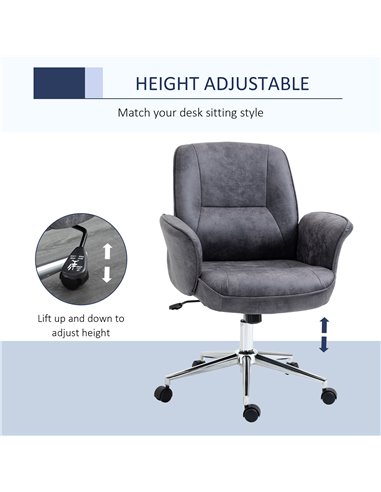 Vinsetto Swivel Mid Back Desk Computer Office Chair, Charcoal Grey