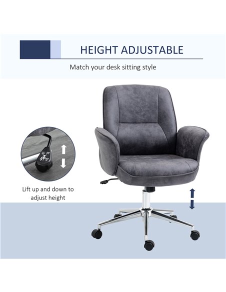 Vinsetto Swivel Mid Back Desk Computer Office Chair, Charcoal Grey - pic 23427 | FastDaddyshop