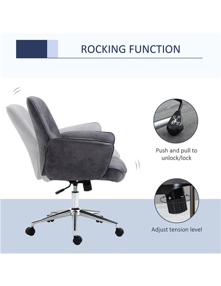 Vinsetto Swivel Mid Back Desk Computer Office Chair, Charcoal Grey - pic 23428 | FastDaddyshop