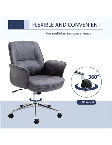 Vinsetto Swivel Computer Office Chair Mid Back Desk Chair for Home Study Bedroom,  Charcoal Grey