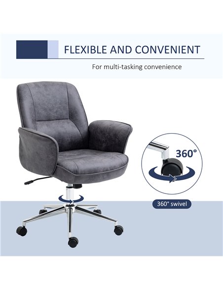 Vinsetto Swivel Computer Office Chair Mid Back Desk Chair for Home Study Bedroom,  Charcoal Grey - pic 23429 | FastDaddyshop