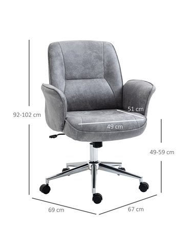 Vinsetto Swivel Mid Back Desk Computer Office Chair, Light Grey
