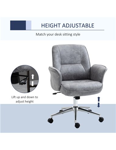 Vinsetto Swivel Mid Back Desk Computer Office Chair, Light Grey