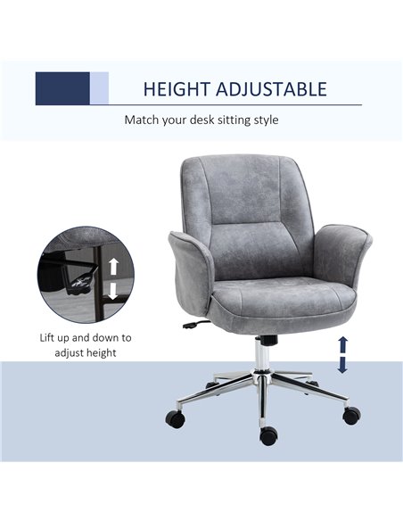 Vinsetto Swivel Mid Back Desk Computer Office Chair, Light Grey - pic 23436 | FastDaddyshop